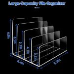 4 Section Acrylic File Organizer, Clear Acrylic Desk Organizer and Accessories, Sturdy Acrylic File Folder Holder Sorter, Office Supplies for Mail Letter Paper Electronic Notebook - Image 7